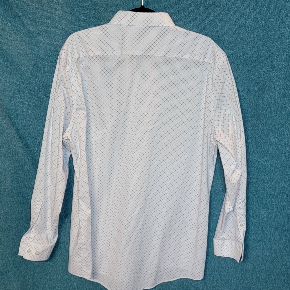 JF J.Ferrar Men's White Patterned Dress Shirt Size Large - Picture 3 of 11